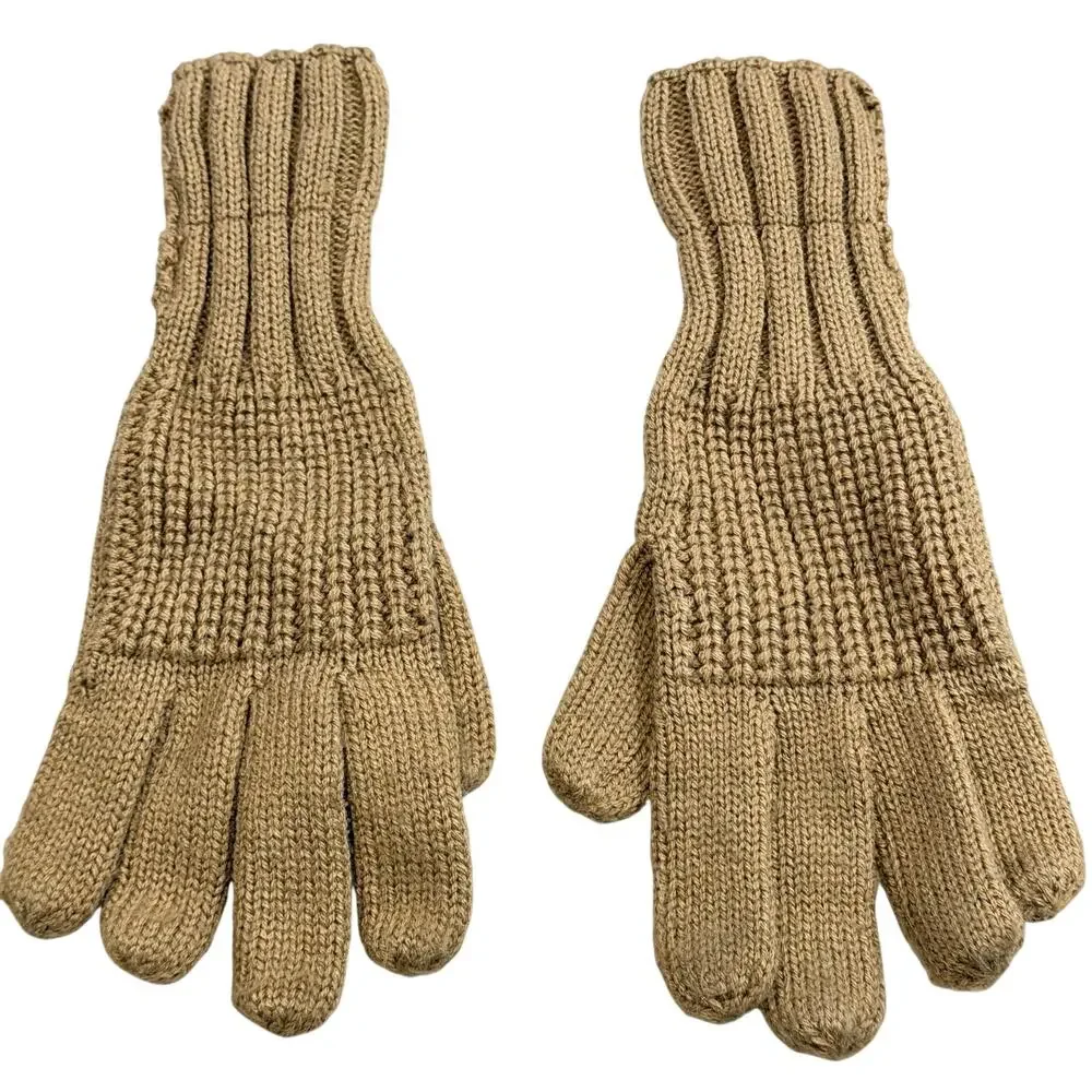 Zara Kids Boys Ribbed Knit Winter Gloves Tan Beige M/L